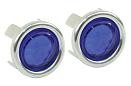 Blue Dots with Chrome Rings (Pair)
